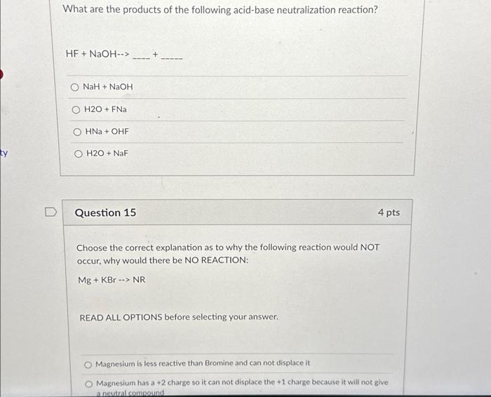 Solved ty What are the products of the following acid-base | Chegg.com