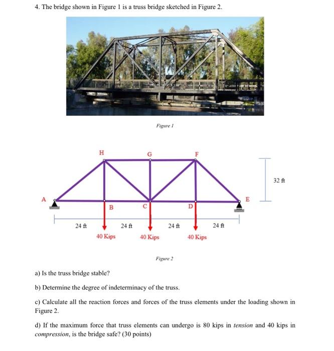 Solved 4. The Bridge Shown In Figure 1 Is A Truss Bridge | Chegg.com