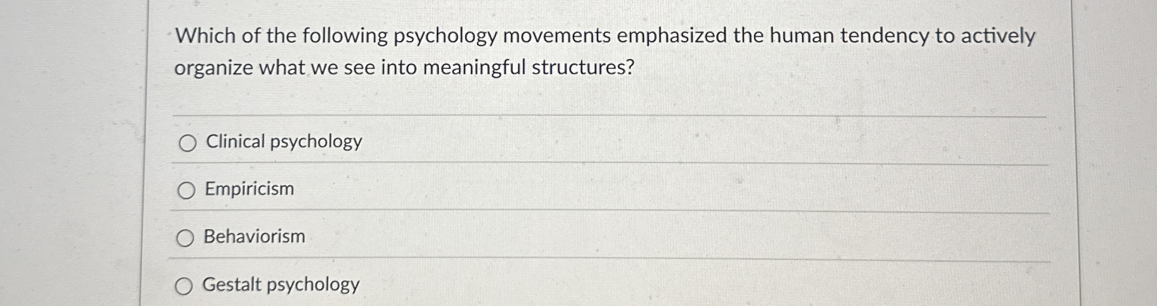 Which of the following psychology movements | Chegg.com
