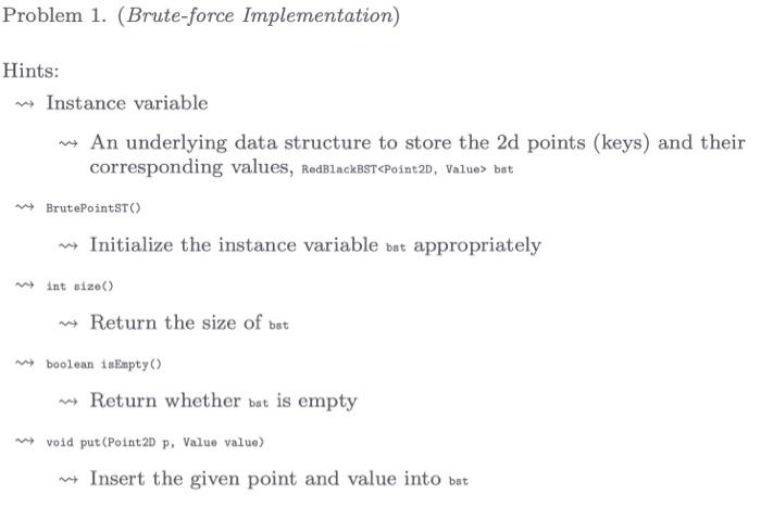 Symbol Table API Here is a Java interface PointST | Chegg.com