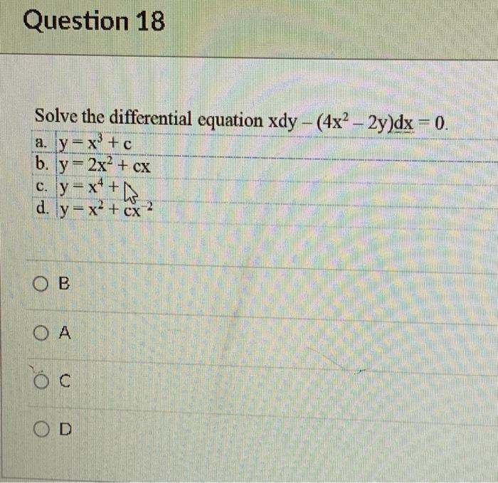 Solved Solve the differential equation y′ 'scscx - ycotx. a. | Chegg.com