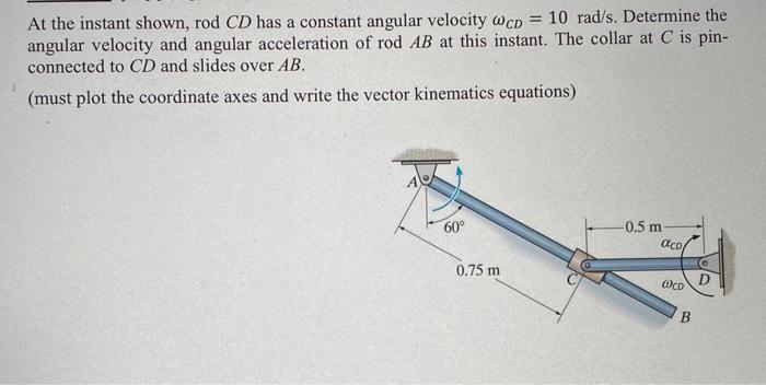 At The Instant Shown Rod Cd Has A Constant Angular Chegg Com