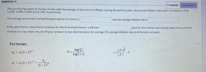 Solved Question 1 15 points Save Awe The purchasing power of | Chegg.com