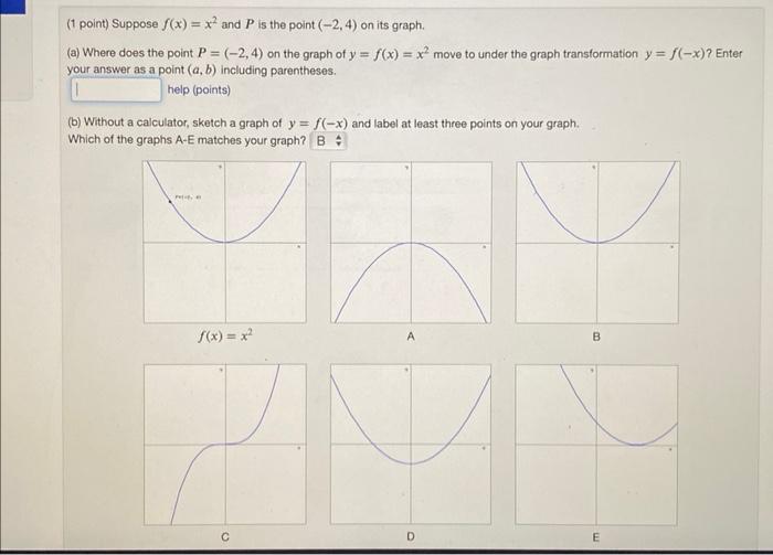 Solved 1 Point Suppose F X X2 And P Is The Point −2 4