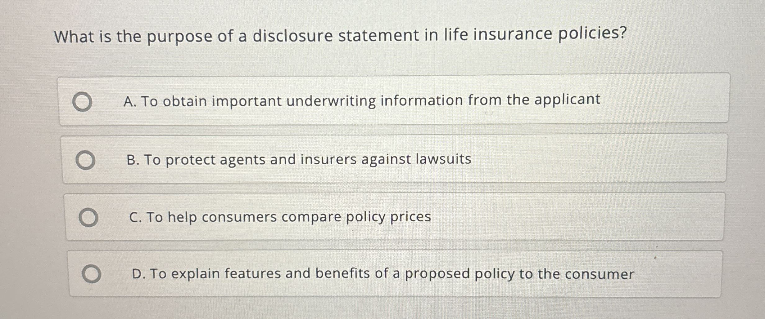 Solved What is the purpose of a disclosure statement in life