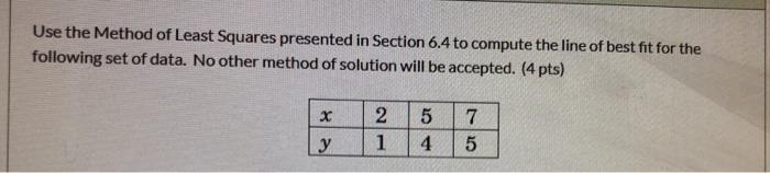 Solved Use The Method Of Least Squares Presented In Section | Chegg.com