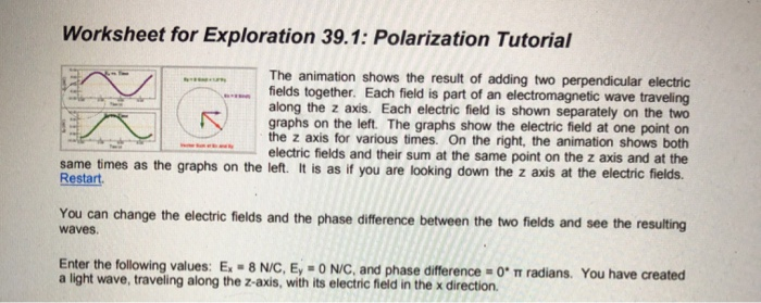 Solved Worksheet for Exploration : Polarization Tutorial 