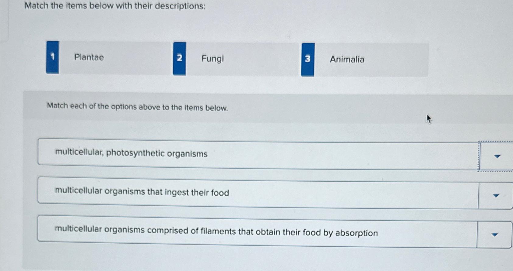 Solved Match the items below with their descriptions:1 | Chegg.com