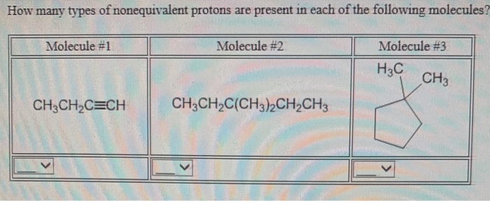 Solved How Many Types Of Nonequivalent Protons Are Present 1670