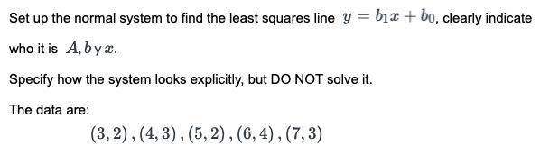 Solved Set up the normal system to find the least squares | Chegg.com