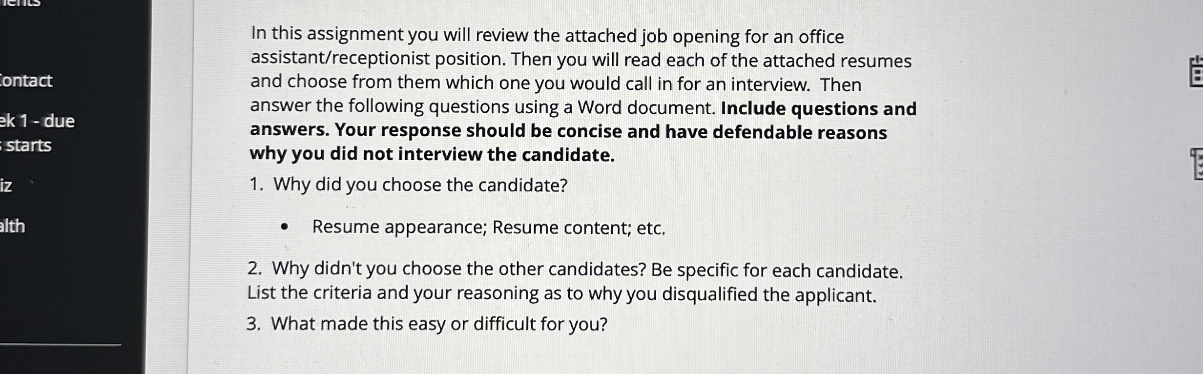 Solved In this assignment you will review the attached job | Chegg.com