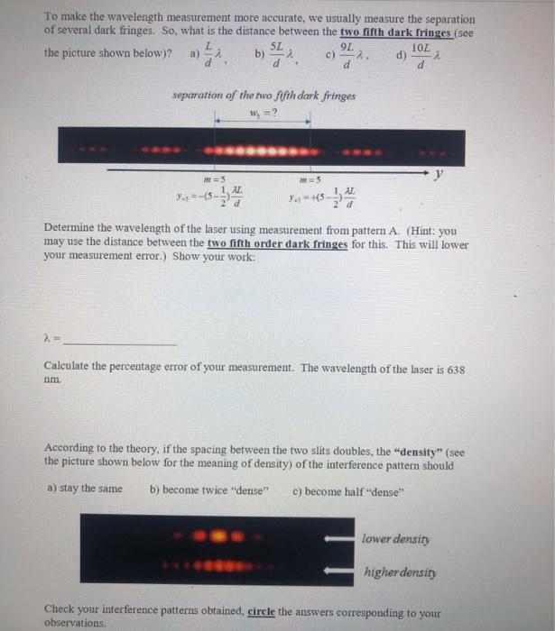 Solved Diffraction and Interference Experiment: In this lab | Chegg.com
