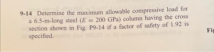 Solved 9-14 Determine the maximum allowable compressive load | Chegg.com