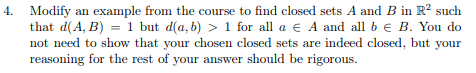 Solved Modify an example from the course to find closed sets | Chegg.com
