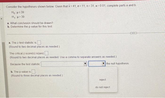 Solved Consider The Hypotheses Shown Below. Given That | Chegg.com