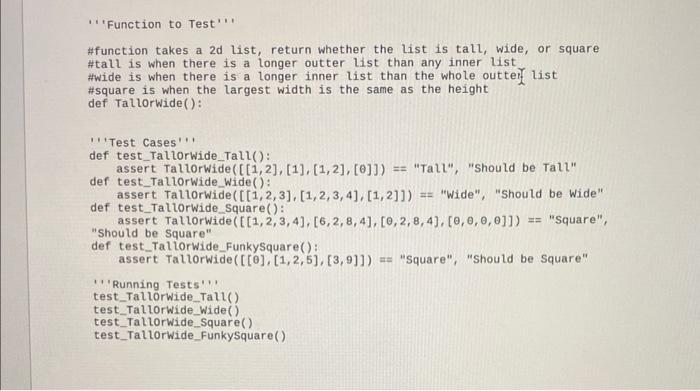 Solved Download: Tall or Widern t Complete the function | Chegg.com