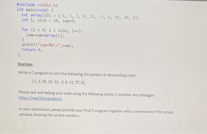 Solved Part #2 Basic C Programing An array is a collection | Chegg.com