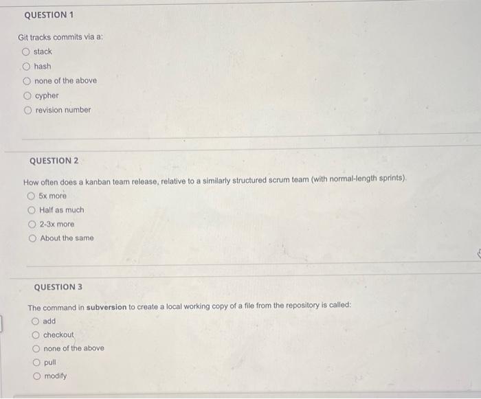 Solved Git tracks commits via a: stack hash none of the | Chegg.com