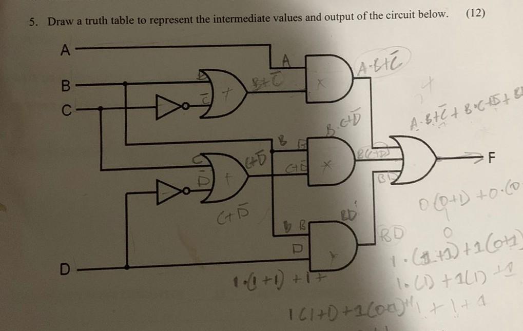 Solved 5. Draw a truth table to represent the intermediate | Chegg.com