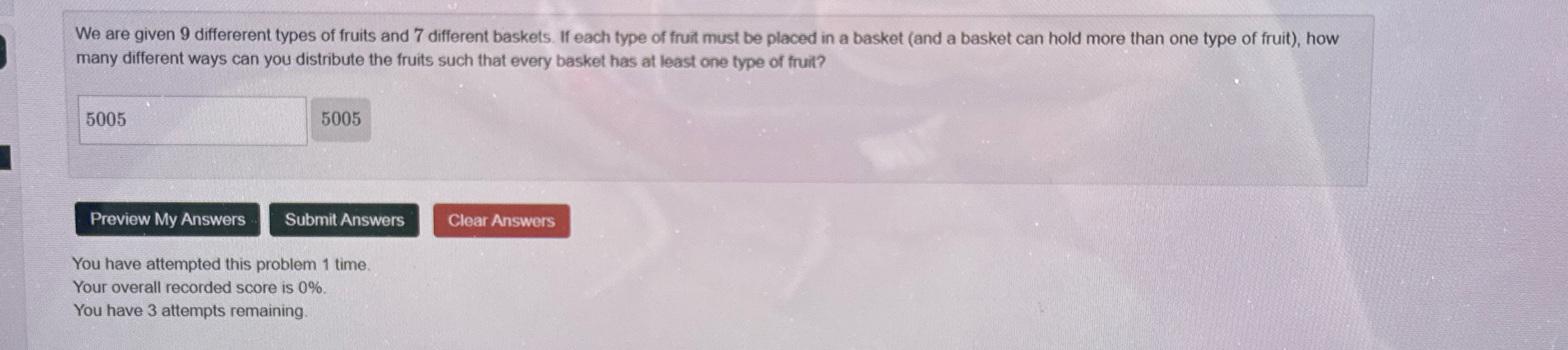 Solved We are given 9 ﻿differerent types of fruits and 7 | Chegg.com