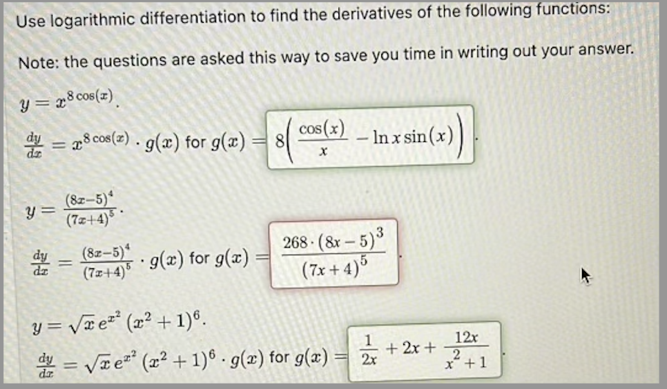 Solved Use logarithmic differentiation to find the | Chegg.com