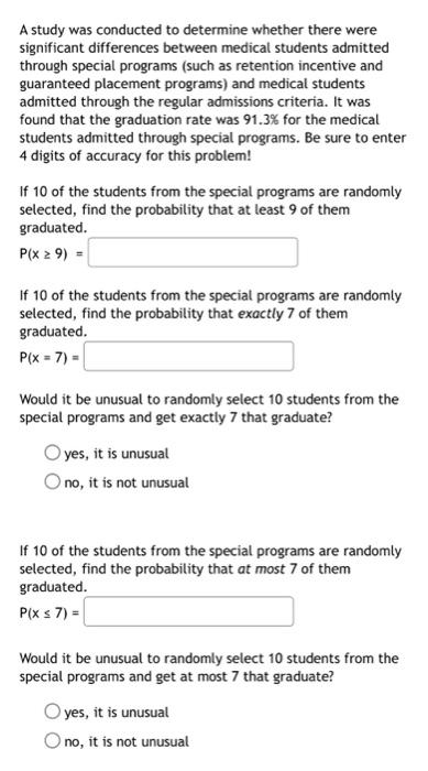 Solved A study was conducted to determine whether there were | Chegg.com