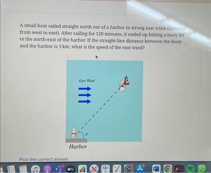 Solved A small boat sailed straight north out of a harbor in | Chegg.com