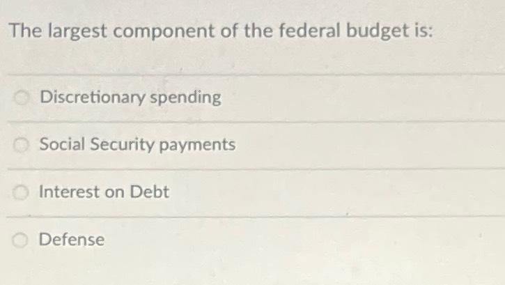 Solved The Largest Component Of The Federal Budget | Chegg.com