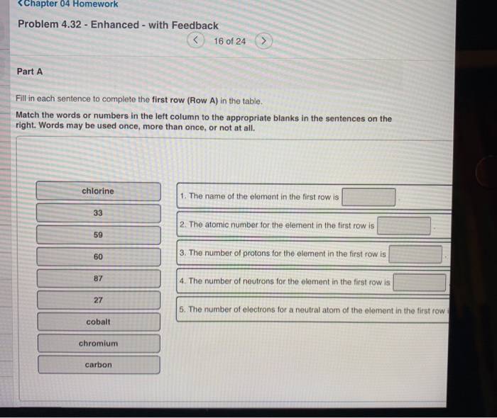 Solved Part A Fill in each sentence to complete the first Chegg