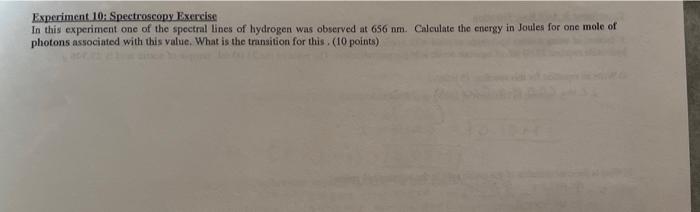 Solved Experiment 10: Spectroscopy Exercise In This | Chegg.com