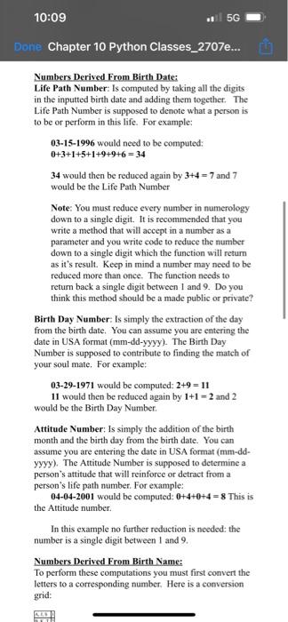Solved 10:08 . 56 Done Chapter 10 Python Classes_2707e... | Chegg.com