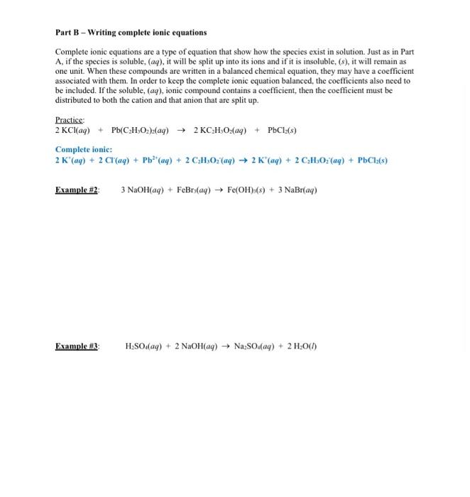 Solved Writing Complete Ionic and Net Ionic Equations | Chegg.com