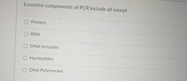 Solved Essential components of PCR include all | Chegg.com