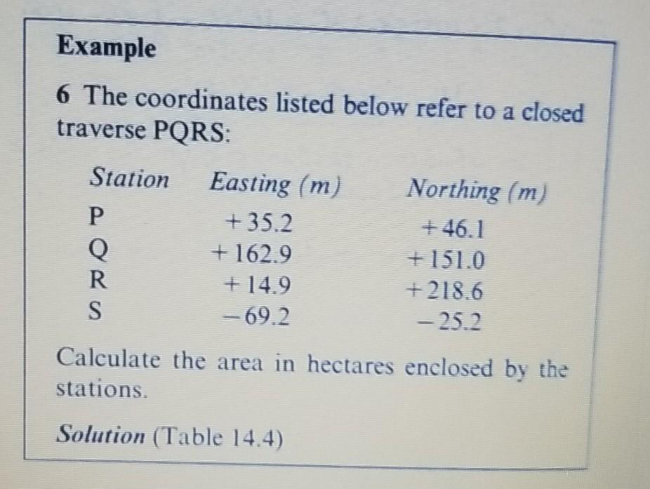 Solved Example 6 The Coordinates Listed Below Refer To A | Chegg.com