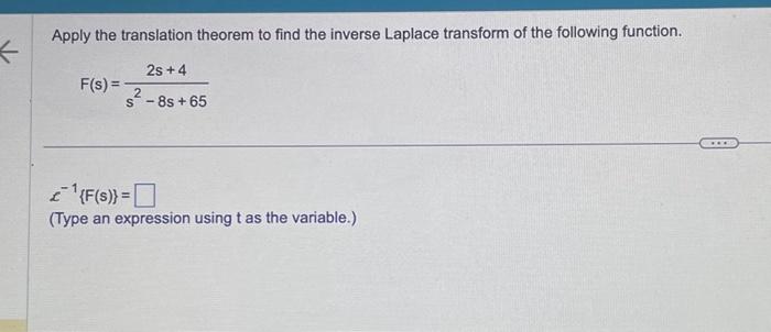 Apply the translation theoren to find the inverse | Chegg.com