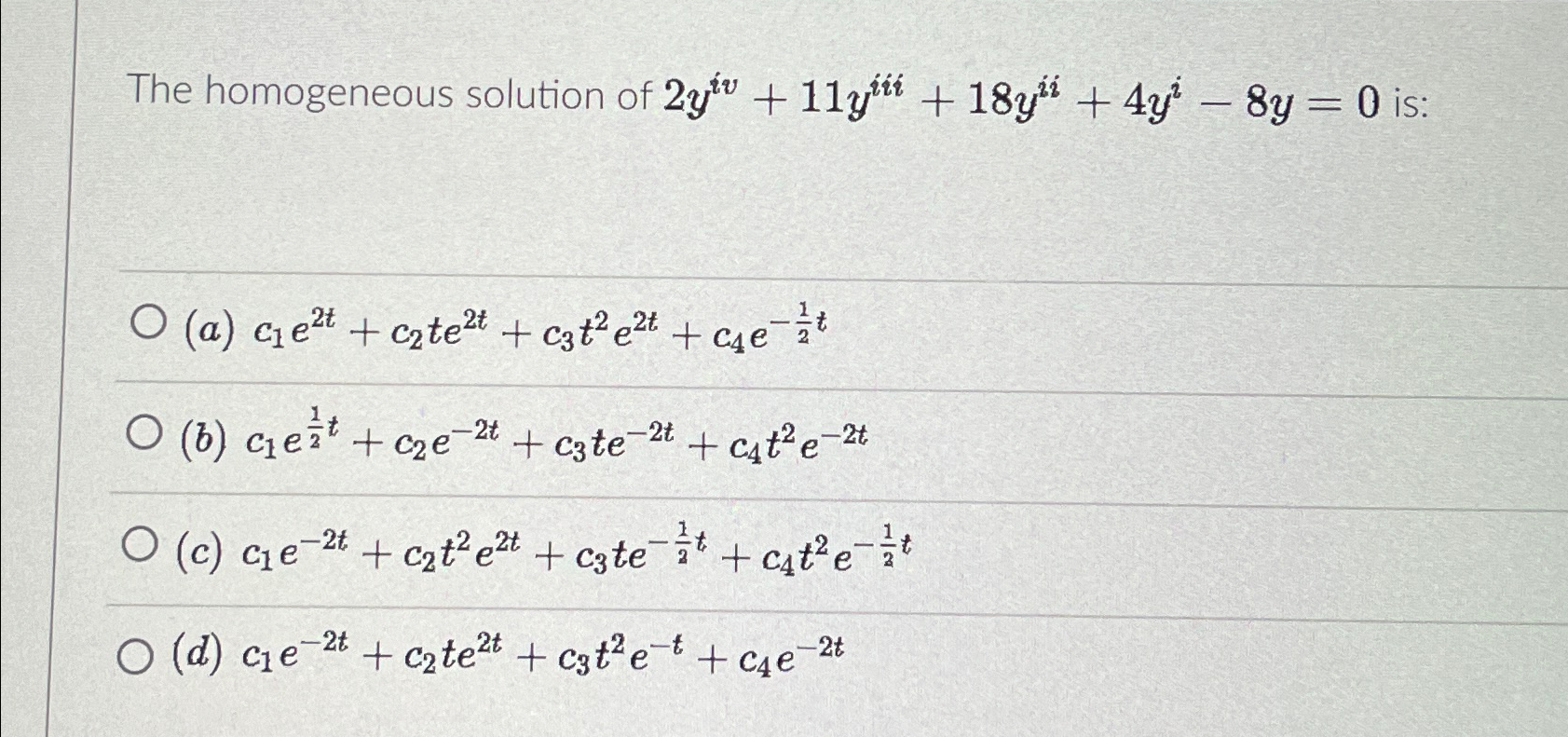 Solved The homogeneous solution of | Chegg.com