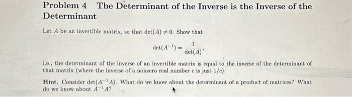 inverse of a matrix determinant definition