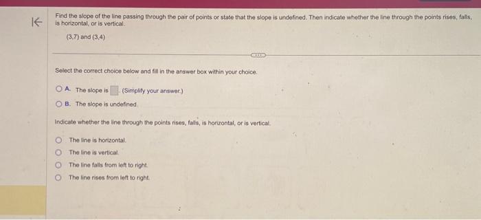 Solved Find the slope of the line passing through the pair | Chegg.com