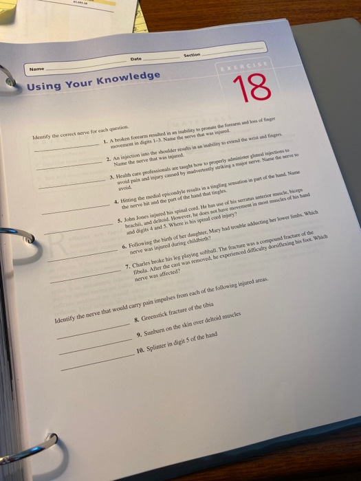 Solved Date Name EXERCISE Using Your knowledge 18 Identify | Chegg.com