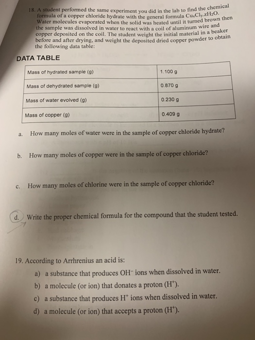 18 A Student Performed The Same Experiment You Did Chegg 