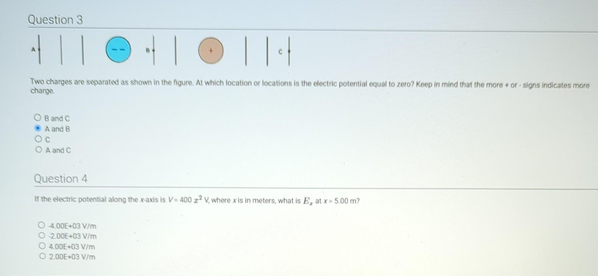 Solved Two Charges Are Separated As Shown In The Figure. At | Chegg.com