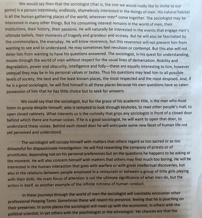 Solved 1. What is the sociological perspective, according to