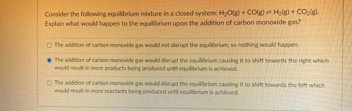 Solved Consider the following equilibrium mixture in a | Chegg.com
