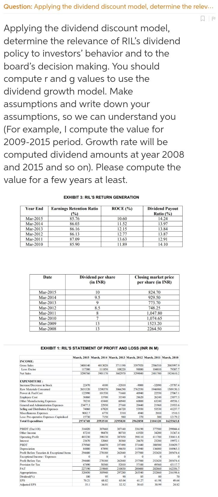 Question Applying The Dividend Discount Model Chegg