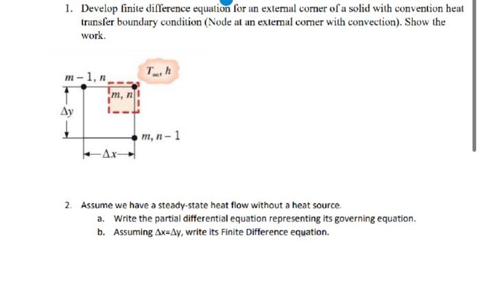 Solved 1. Develop finite difference equation for an external | Chegg.com