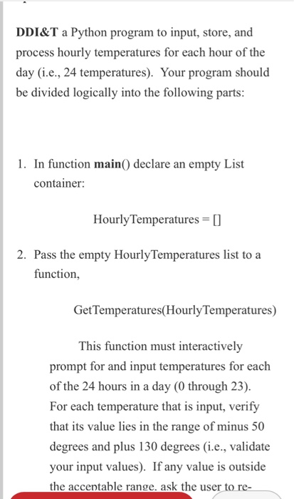 Solved DDI&T a Python program to input, store, and process | Chegg.com