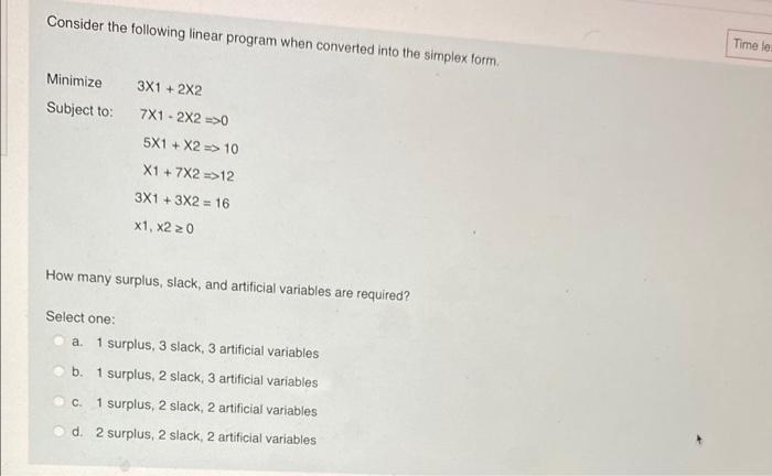Consider the following linear program when converted | Chegg.com