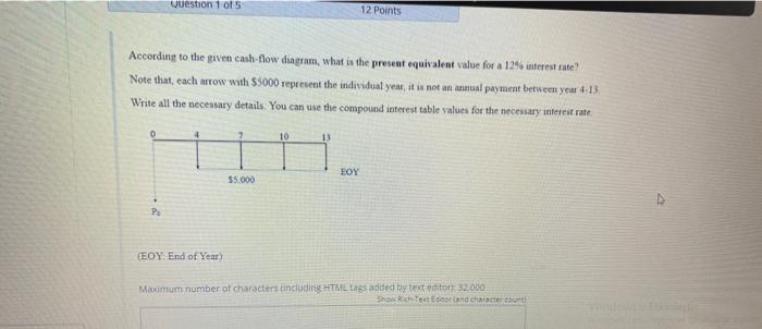 Solved According to the given cash-flow diagram, what is the | Chegg.com