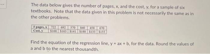 Solved The data below gives the number of pages, x, and the | Chegg.com