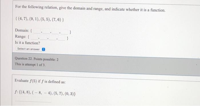 Solved For The Following Relation, Give The Domain And | Chegg.com